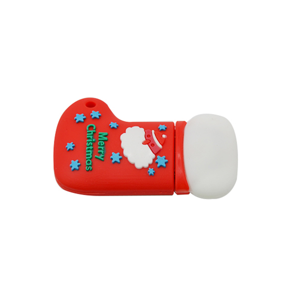 custom Christmas stocking shaped pvc usb LWU1063