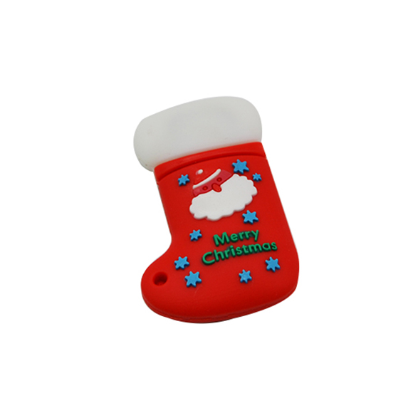 custom Christmas stocking shaped pvc usb LWU1063