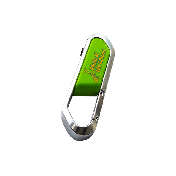 Custom logo printing metal carabiner shaped usb flash LWU702