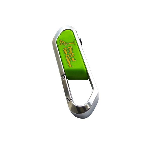 Custom logo printing metal carabiner shaped usb flash LWU702