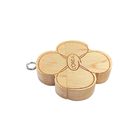 Eco-friendly flower shaped 8gb free custom logo wooden flash drive LWU1042