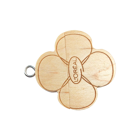 Eco-friendly flower shaped 8gb free custom logo wooden flash drive LWU1042