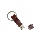 Leather Usb Drives - Custom embossing logo keyring pu and real leather usb pen drive LWU821