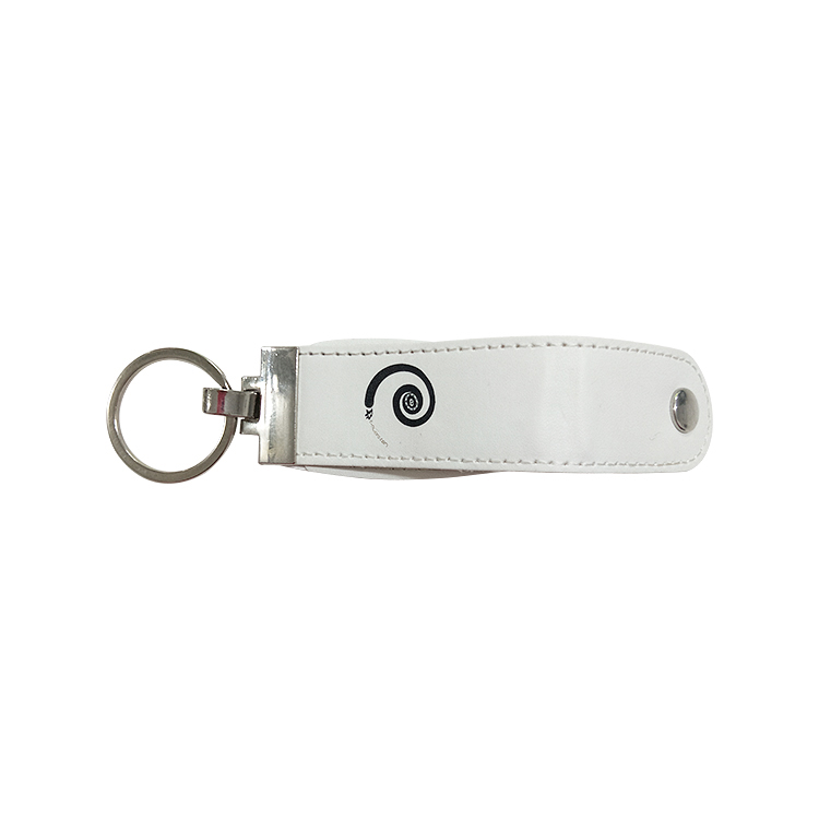 Embossed or stamping Cheapest leather usb flash drive keychain LWU304