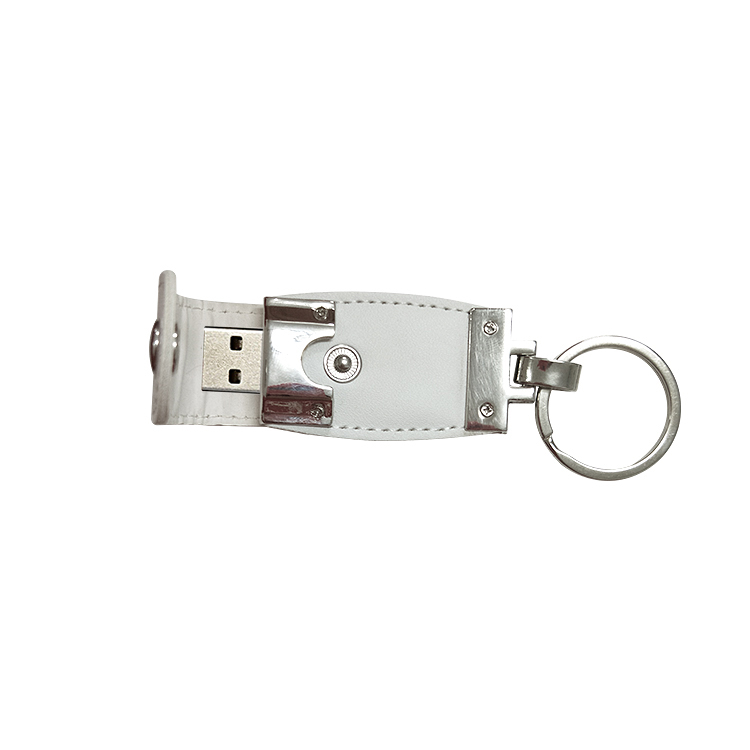 Embossed or stamping Cheapest leather usb flash drive keychain LWU304