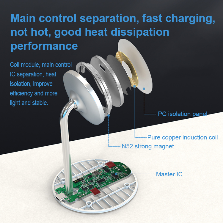 2022 new Magnetic Wireless Charging Headset wireless charger Desktop stand LWS-1022