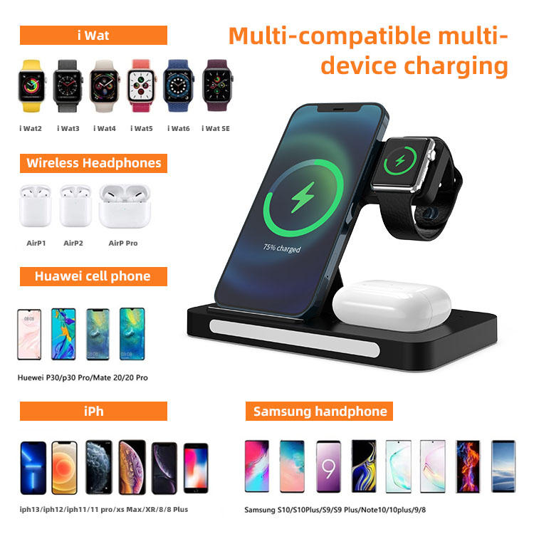 2022 new arrival private mould 4 in 1 touch night light Wireless charging for phone headset iwatch LWS-1026