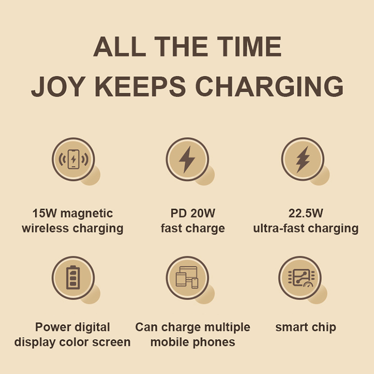 Best quality 22.5W Color Screen Fast Charge 10000mAh Power Bank with 15W Magnetic Wireless Charger LWS-2036Q