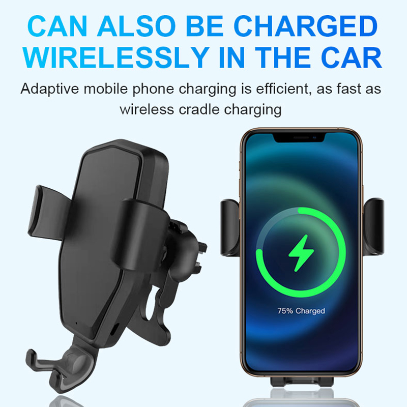 2024 new arrival Micro and type c dual charging port gravity induction 15W car wireless charger L-C16