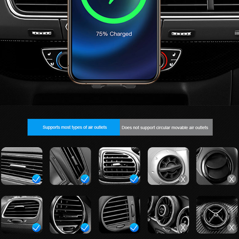 2024 new arrival Micro and type c dual charging port gravity induction 15W car wireless charger L-C16