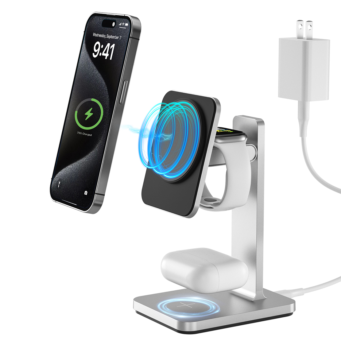 qi2.2 25W for iphone Stainless steel large heat dissipation holes wireless charger LWS-012