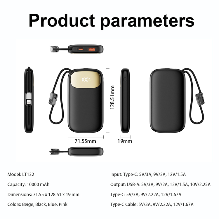 2026 new 10000mAh 22.5W Semi-Solid-State Power Bank LT132