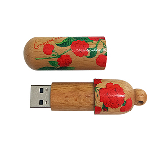 Capsule shaped wood bamboo flash drive LWU278