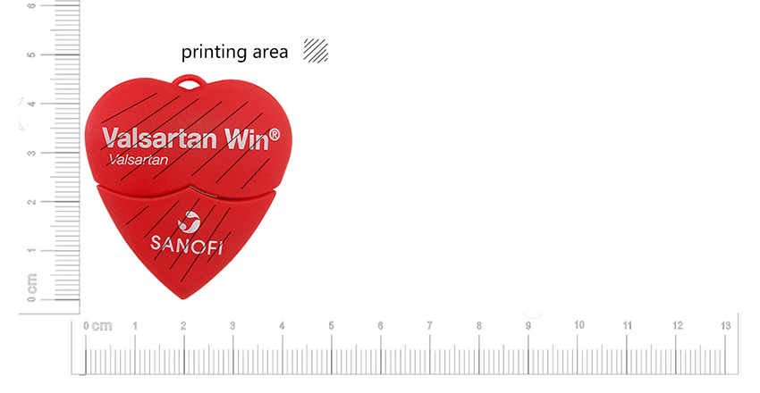 Heart shaped pvc usb custom LWU908